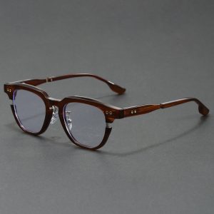 Japanese Designer Style Handmade Black Frame Glasses Frame for Men, Thick Frame with Hollow Design, Light Luxury Prescription Eyeglass Frame