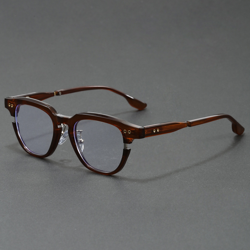 Japanese Designer Style Handmade Black Frame Glasses Frame for Men, Thick Frame with Hollow Design, Light Luxury Prescription Eyeglass Frame