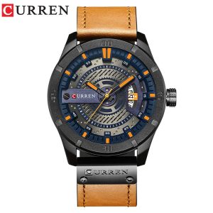 Curren/8301 Men's Waterproof Calendar Watch Personalized Leather Wristwatch Fashion Quartz Watch with Calendar