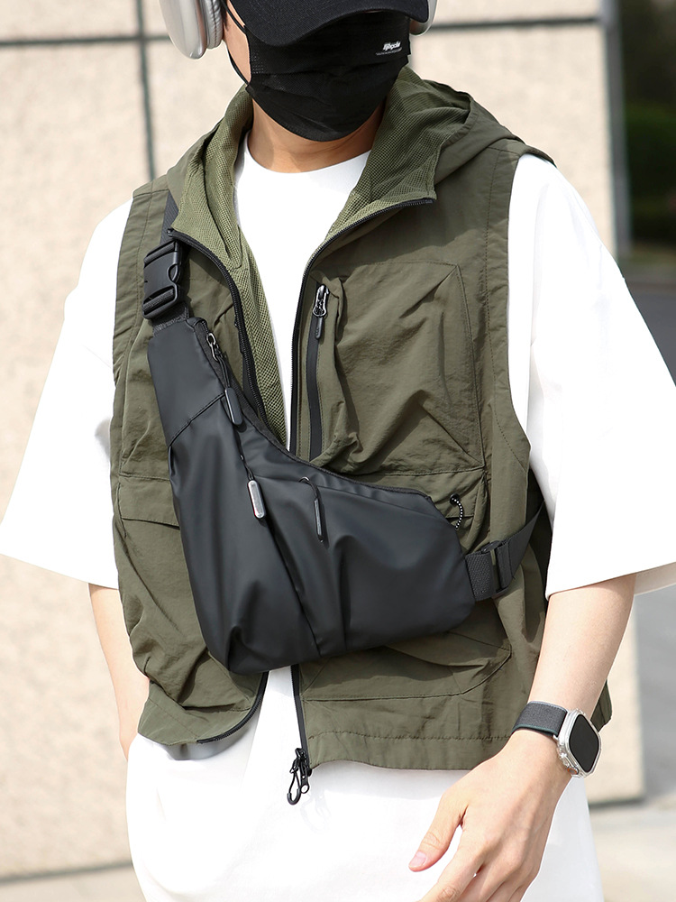 Cross-Border New Triangle Bag Casual Men's Leather Film Large-Capacity Crossbody Bag Fashionable Outdoor Water-Repellent Shoulder Bag - Image 3