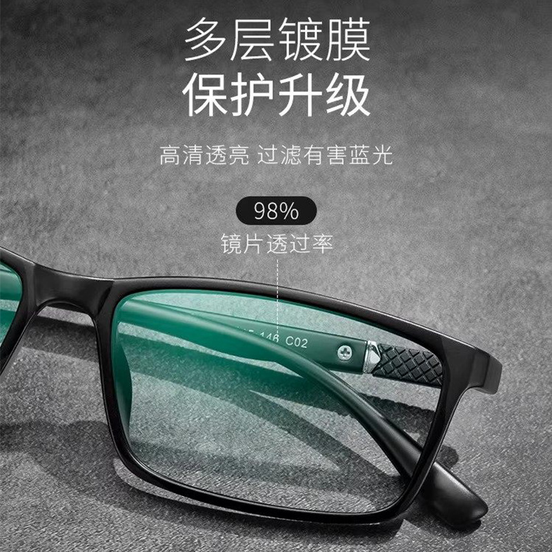 Classic Square Frame Tr90 Anti-Blue Light Glasses for Men, Business Frame, Black Frame 114, Ultra-Light Frame, Suitable for Prescription Lenses - Image 3