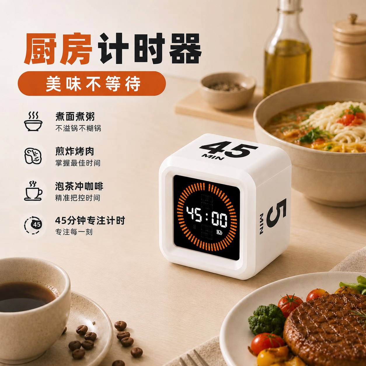 Visual Timer for Learning Gravity Sensing Magic Cube Flipping, Fitness Time Management Mini Timer - Image 2