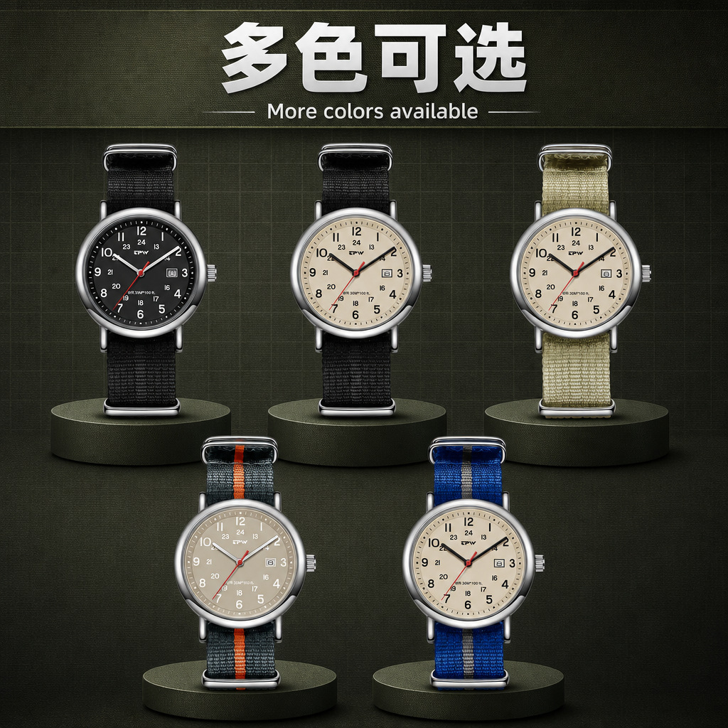 Fashion simple canvas calendar waterproof sports men's watch military watch student casual nylon quartz watch manufacturers wholesale - Image 3