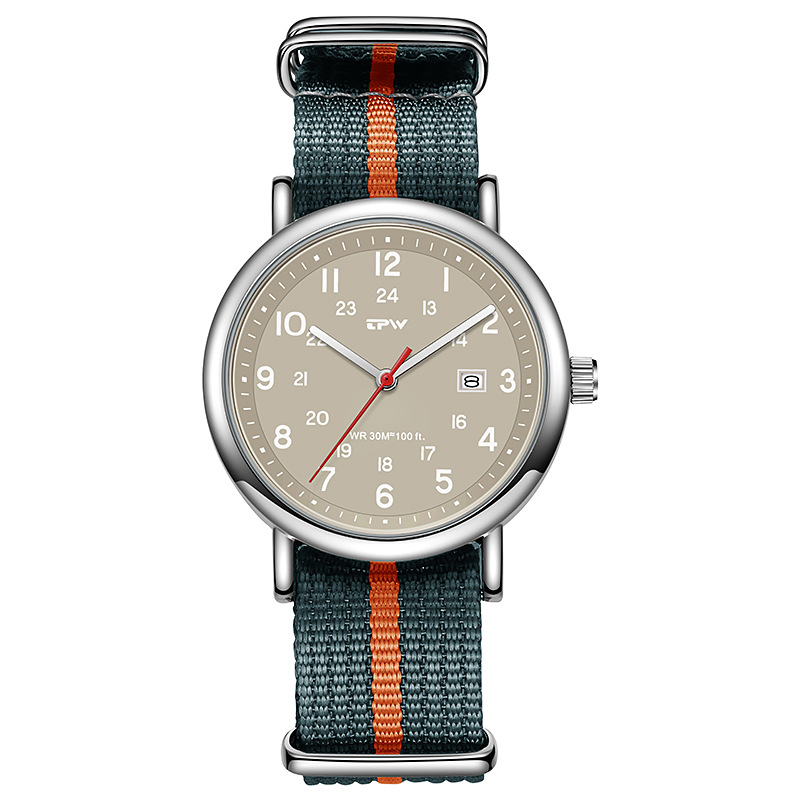 Fashion simple canvas calendar waterproof sports men's watch military watch student casual nylon quartz watch manufacturers wholesale